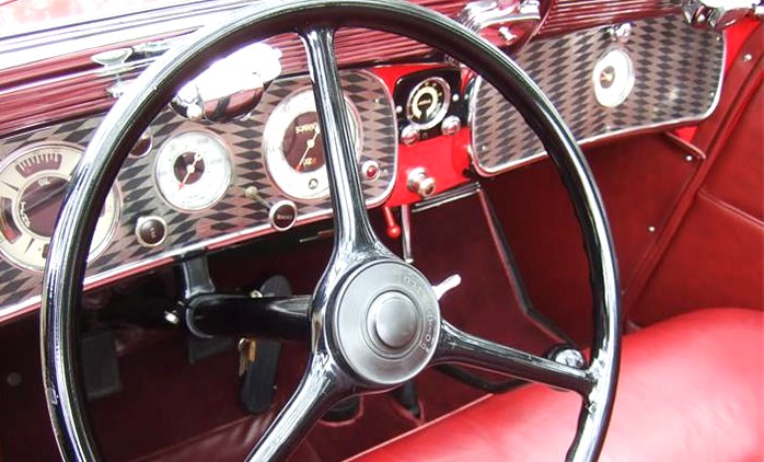 The dashboard is an array of Art Deco style 