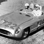 Caption orig.: Mille Miglia, Brescia in Italien, 1. Mai 1955. Stirling Moss und Denis Jenkinson gewannen mit Mercedes-Benz-Rennsportwagen Typ 300 SLR das Rennen.