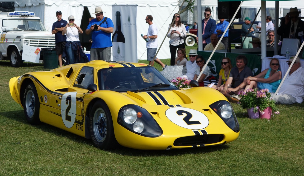 A Ford GT40 racer rolls up to the awards presentation | Andy Reid photos