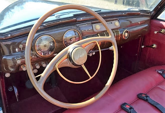 The Lincoln's handsome interior with its artful steering wheel and gauges 