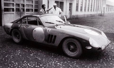 The car as it was, with Enzo Ferrari at the right