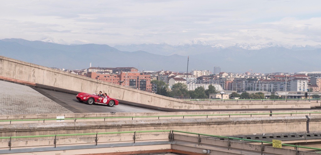 A Maserati makes a lap on the roof-top test track at the Lingotto in Torino, Italy | Dirk de Jager photos