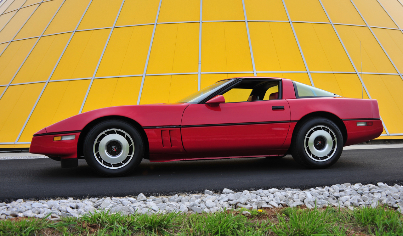 The car posed in front of the National Corvette Museum's Skydome