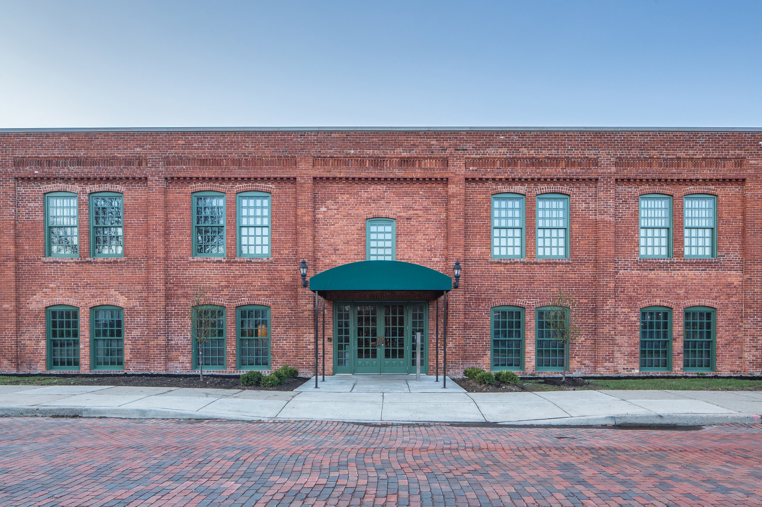 Main entrance of the restored Durant-Dort Factory One, in Flint, Michigan, which includes more than 17,000 color-matched replacement bricks | Photo by Jason Robinson