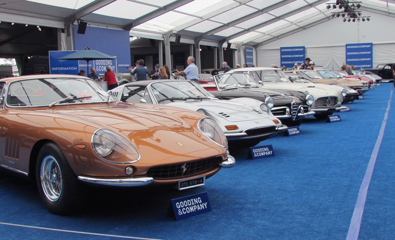 Some of the cars at Gooding & Company's 2016 Pebble Beach auction | Larry Edsall photo