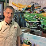 George Sedlak at the NEW Motorama with some of his fine art paintings. photo-William Hall