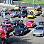 Porsches were plentiful in the public car show outside the stadium