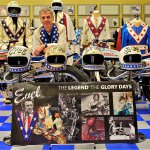 Sedlak surrounded by his work at the Evel Knievel display at the National Motorcycle Museum in 2013- photo courtesy Evel Knievel Enterprises