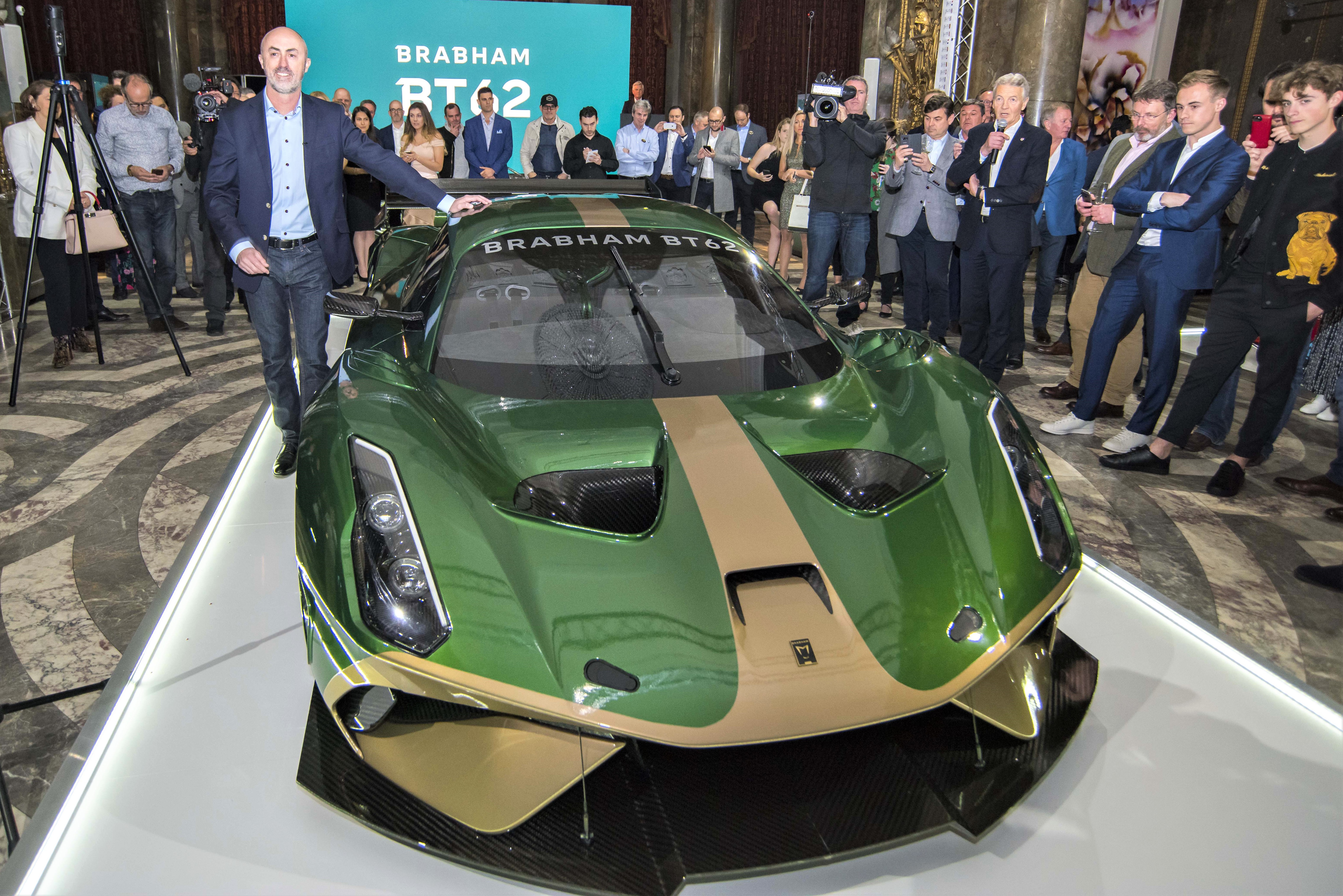 David Brabham introduces the BT62 to the assembled dignitaries and media 