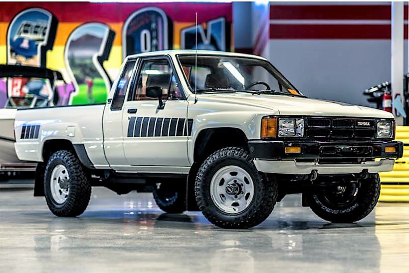 The 33-year-old Toyota pickup still wears its original graphics