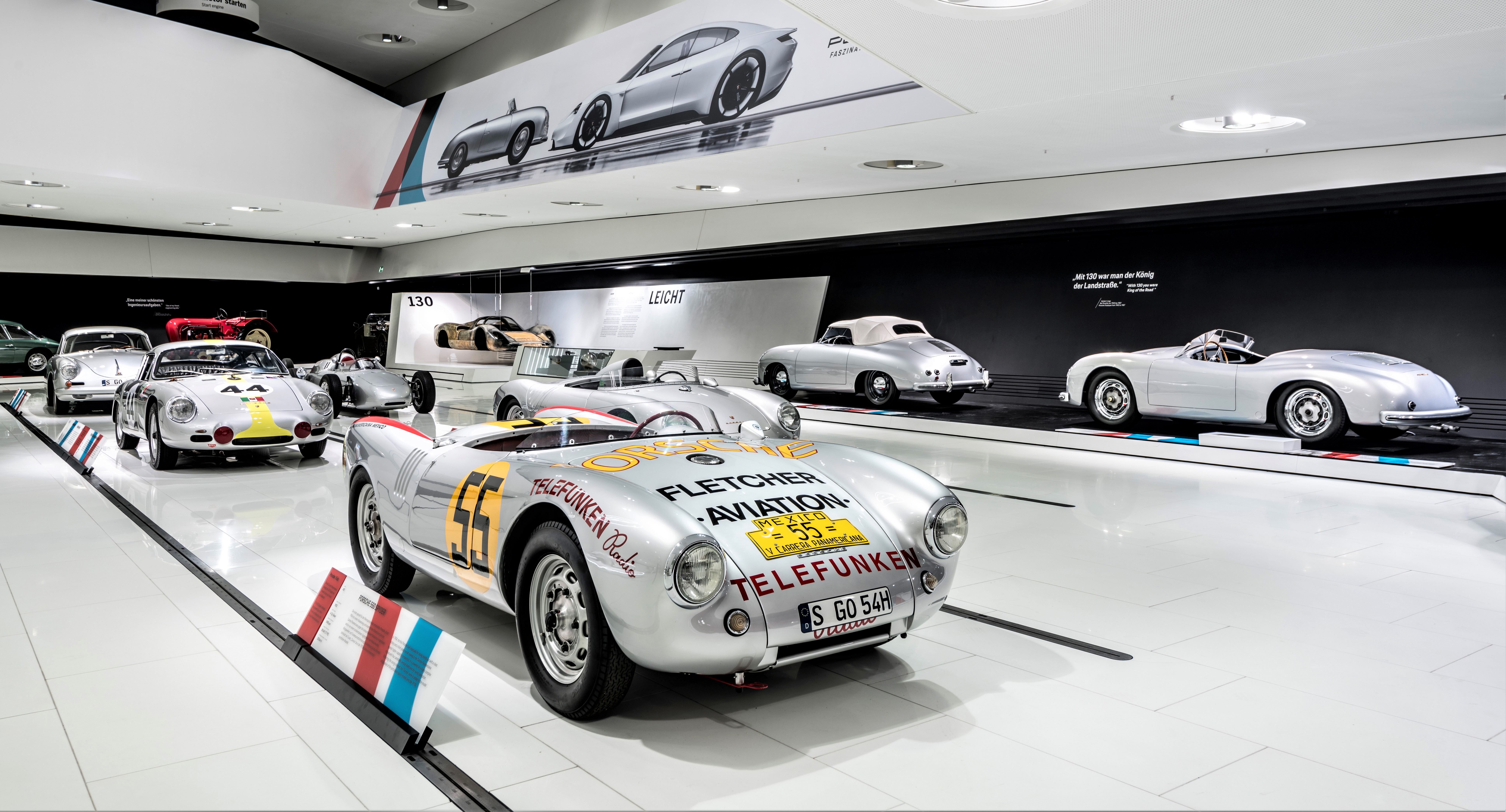 Porsches have been gathered for the Porsche Museum show 