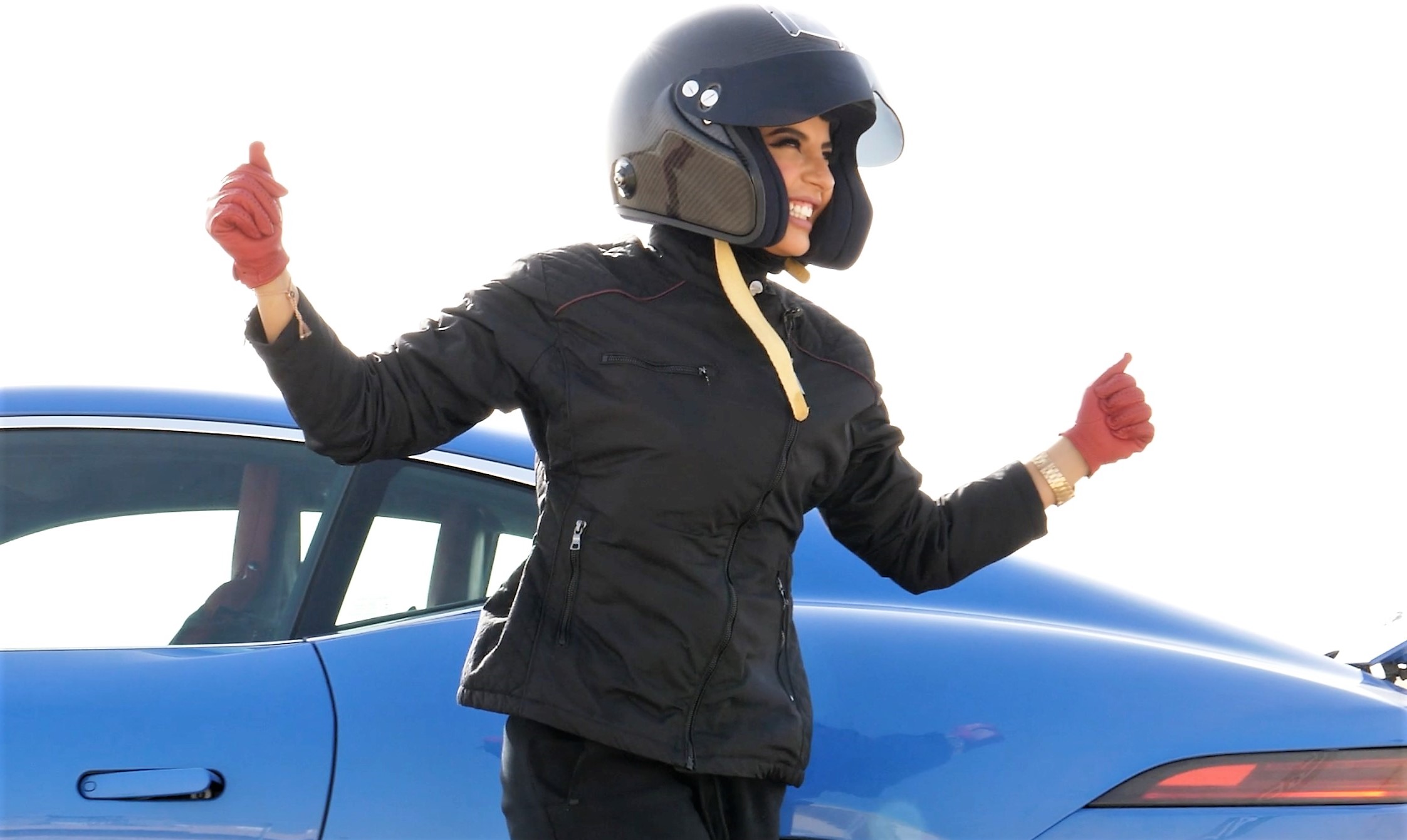 Al Hamad celebrates after her first home-country track drive 