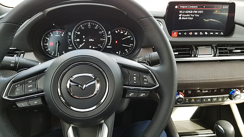 The driver's view of the Mazda6 offers a lot of information, including the infotainment system that needs an overhaul. | Carter Nacke photo