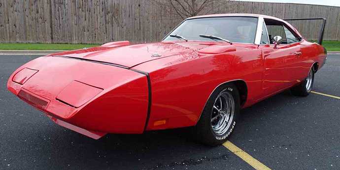 The front end and massive spoiler on the 1970 Dodge Charger may have been a bit excessive for the street, but it excelled on the track. | ClassicCars.com photo
