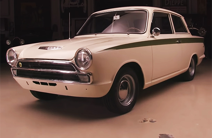 Jay Leno's chief fabricator, Jim Hall, worked long and hard on this restored 1966 Lotus Cortina. | Screenshot