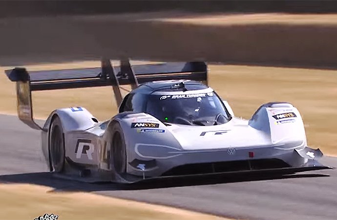 Pike's Peak wasn't enough: The Volkswagen I.D. R car set a record at the Goodwood Festival of Speed this weekend. | Screenshot