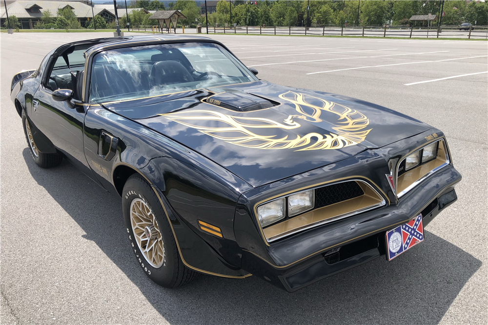 Bidders will have the chance to take home this 1978 Pontiac Firebird Trans Am recreation of the Smokey and the Bandit car owned by late actor Burt Reynolds himself. | Barrett-Jackson photo