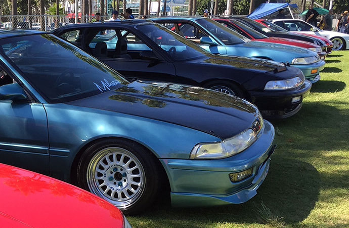 Some second-generation Acura Integras are shown lined up at the recent Japanese Classic Car Show in Long Beach, California. | Tyson Hugie photo