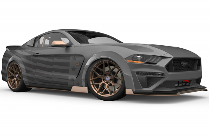 Teaser sketch for 2019 CJ Pony Parts Ford Mustang GT debuting at 2018 SEMA show. | Ford photo