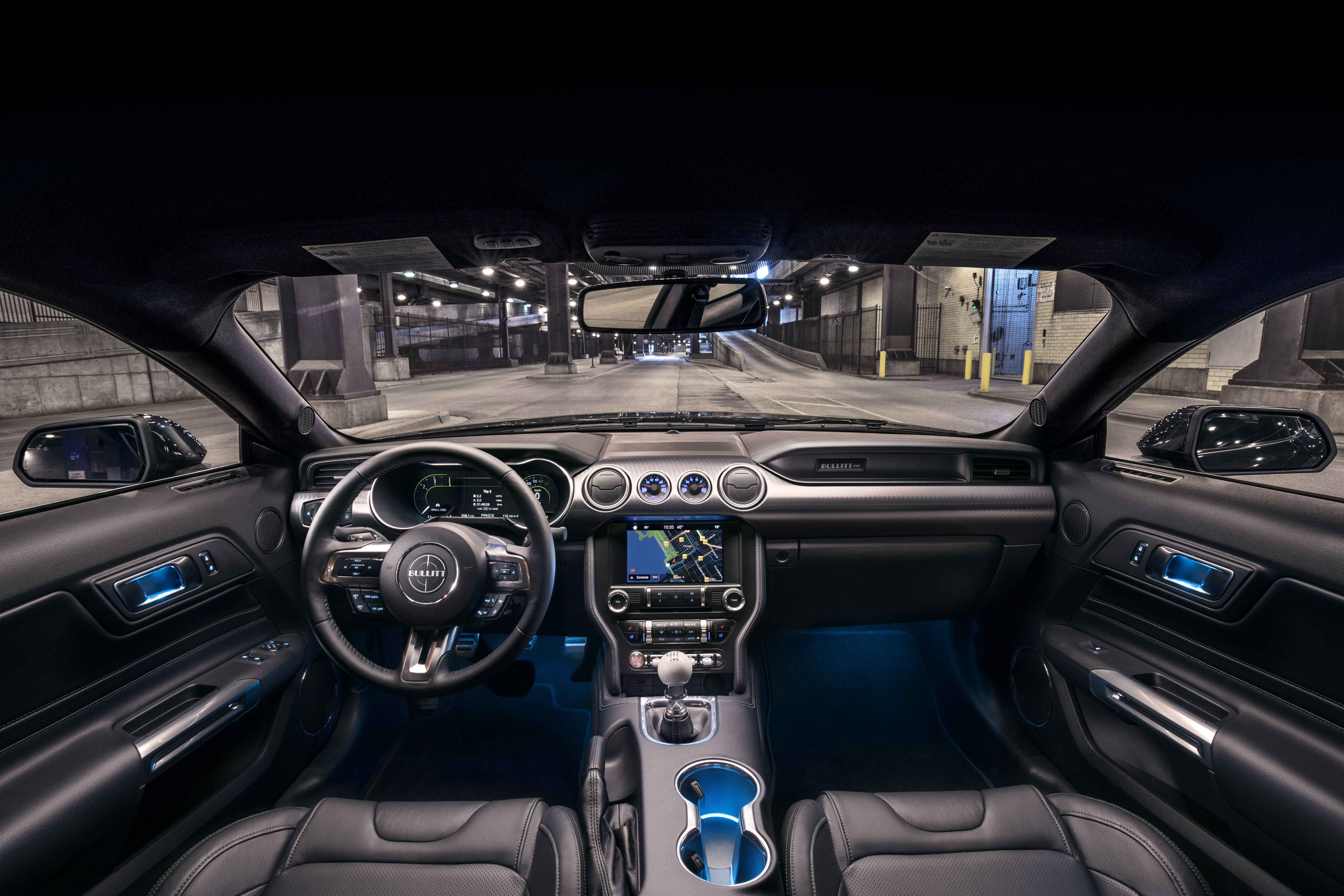 In addition to the well-appointed interior that mixes the old and the new, the Bullitt has adjustable LED lighting to fit your driving mood. | Ford Motor Company photo