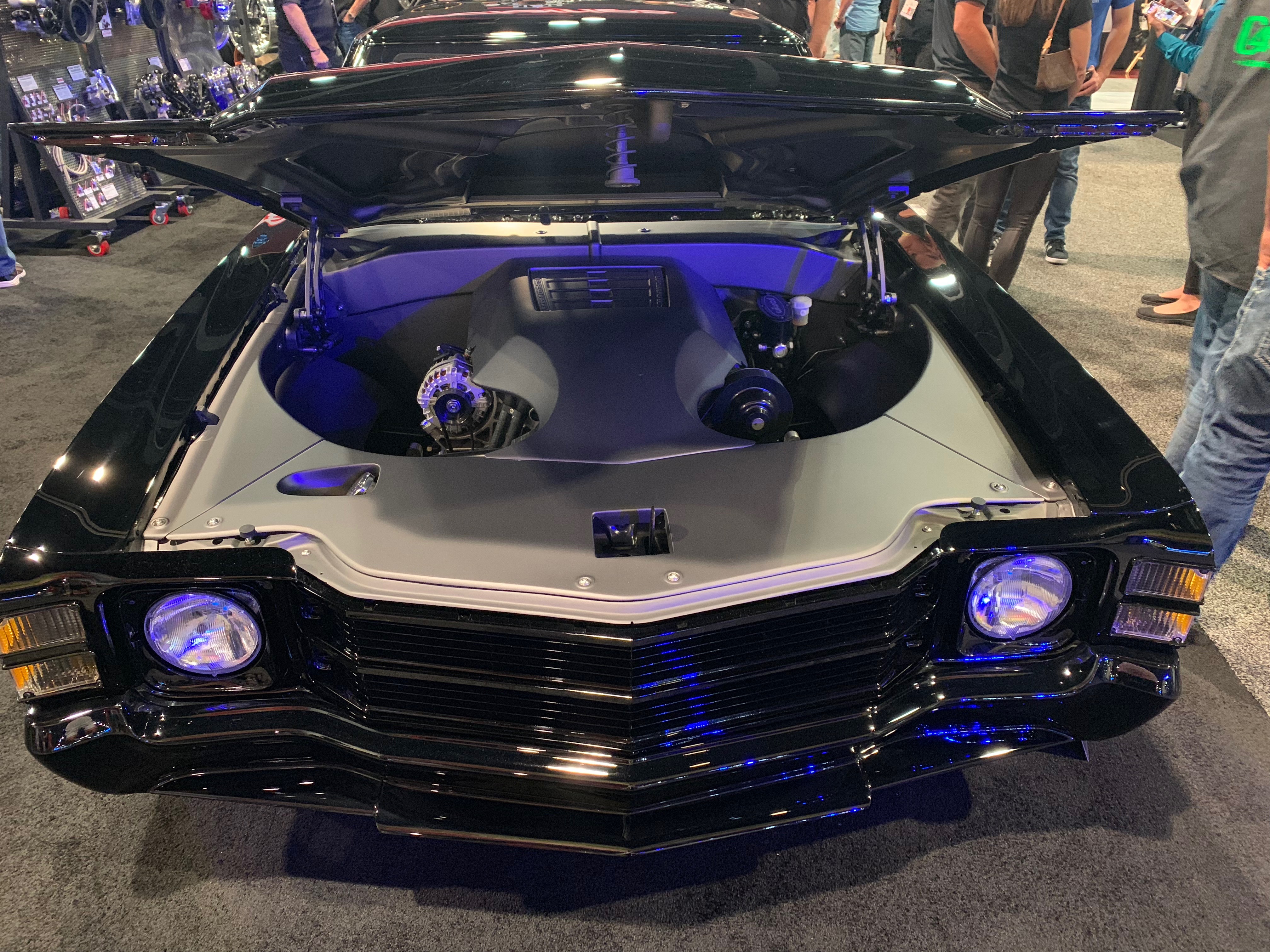 With the black paint and subtle purple neon, this Noah Alexander-built 1971 Chevrolet Chevelle was a perfect fit on the SEMA Show floor on Halloween. | Carter Nacke photo