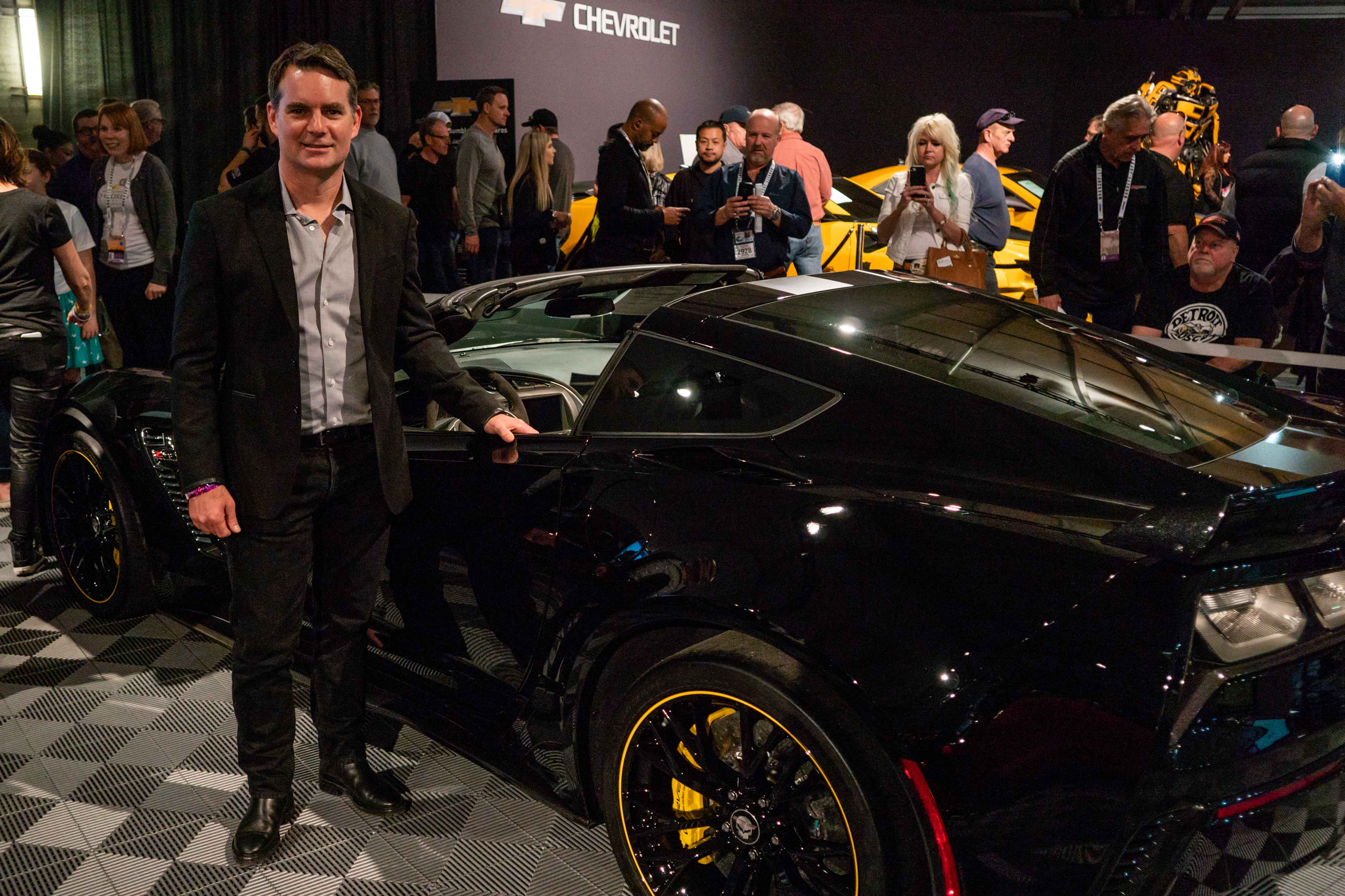 Retired NASCAR driver Jeff Gordon stands next to his 2016 Chevrolet Corvette CR.7 that raised $600,00 for charity at the annual Barrett-Jackson auction in Scottsdale, Arizona. | Rebecca Nguyen photos