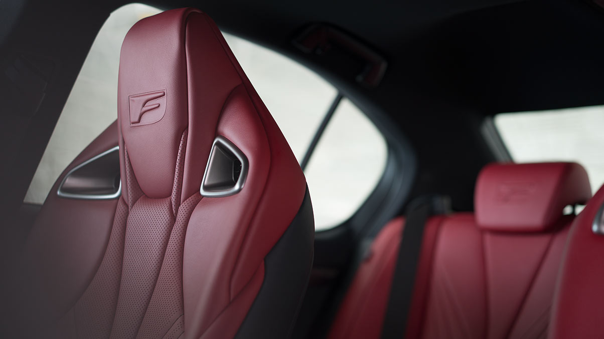 F embossed red leather seats | Lexus photo