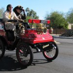 Alan and Mary Travis on the1898 Jeanperrin Voiturette