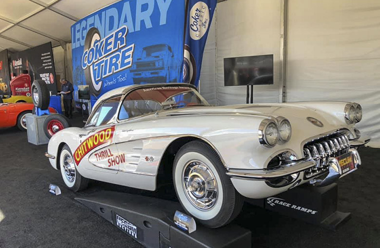 Coker Tire displays fresh tires on a beautiful classic